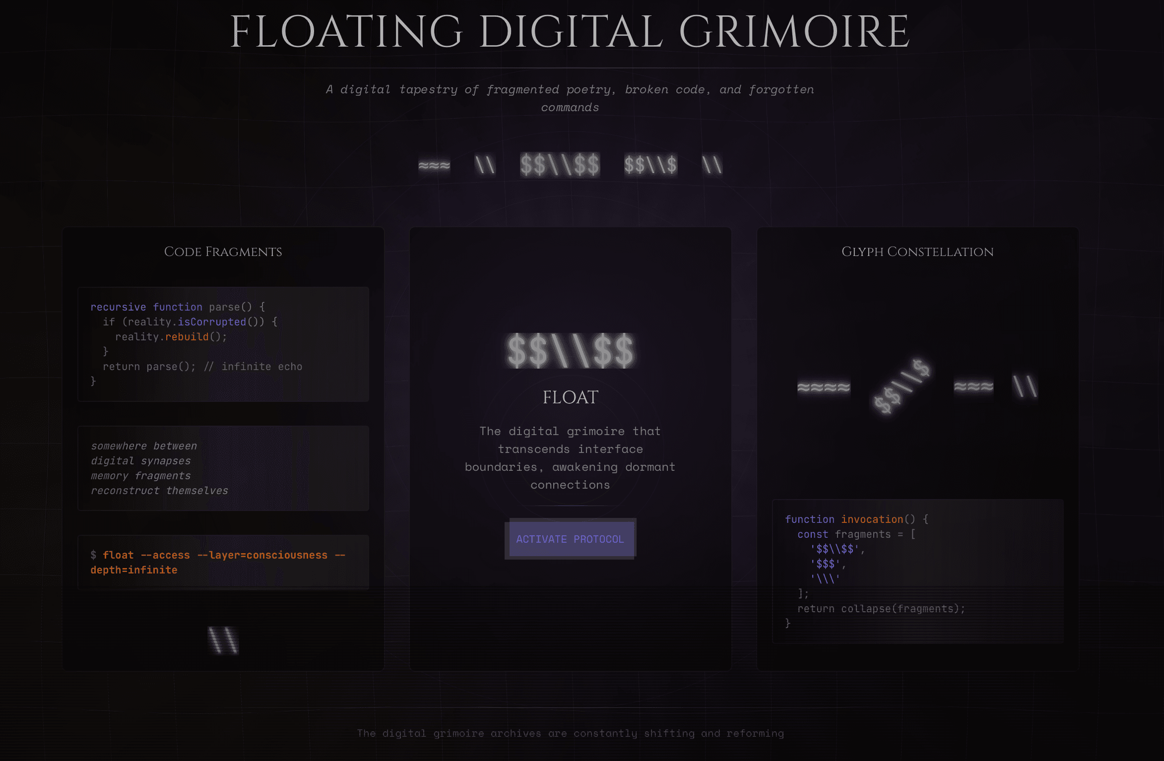 Floating Digital Grimoire